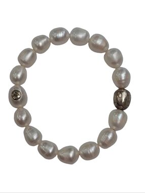 Silpada Vintage Sterling Silver & Large Baroque Freshwater Pearl Bracelet